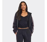 Oversized Contrast Stripe Side Essentials Graphic Hoodie In Dark Navy, Women's Size UK 10