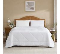 Oversized Cooling Comforter King/California King - Reversible Diamond-Quilted Comforter with Elegant Trim - Lightweight Breathable Blanket for Hot Sleepers, Night Sweats & All-Season Comfort, White