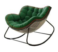 Oversized Cotton Rattan Reclining Rocking Chair Cushion for Adults - Soft Indoor/Outdoor Pad, Fits Most Rockers (Dark Green)