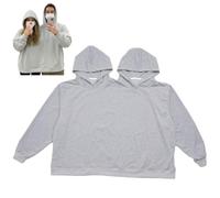 Oversized Couple Hoodie for Two People Fit Double Hoodie in Grey Polyester Playful Matching Sweatshirt for Couples Comfortable Cozy Pullover for Dates and Lounging