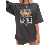 Oversized Cowboy Women Shirts Nashville Concert Outfit Tshirt Rock Band T-Shirt Cute Girls Graphic Tops, P17dark Gray1, M