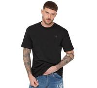 Oversized Crew Neck T-Shirt - Black Short Sleeve Top with Rubber Badge, Classic Modern Style, Breathable Fabric, Relaxed Fit for Summer - Black / S