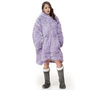 Oversized Cuddle Hoodie One Size Wearable Blanket with Soft Flannel & Sherpa Lining - Warm Cozy Winter Hoodie for Adults & Teens Multiple Colours & Prints 100% Polyester (Cuddles Lilac)