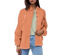 Oversized Denim Jackets For Women,Women'S Solid Color Distressed Washed Fringe Denim Jacket