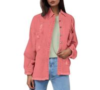 Oversized Denim Jackets For Women,Women'S Solid Color Distressed Washed Fringe Denim Jacket