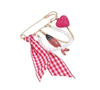 Oversized Design Fish Love Gingham Bow Brooch Pin Bold Statement Jewelry Casual Wear Party Heart Framework Ribbon Pin