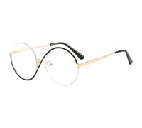Oversized Designer Round Reading Glasses 2.5 for Women, Big Half Frame Anti Blue Light Readers, Large Anti Eyestrain Eyewear