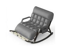 Oversized Double Rocking Chair with Removable Seat 5-Position Adjustable Backrest Foot ager Roll All-Season Comfort Gray Color Ideal for Relaxation and Family Use