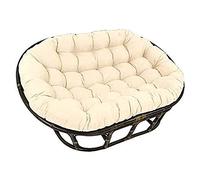 Oversized DoubleChair Cushion - Waterproof Rattan Swing Pad with Ties 170cm x 120cm Beige - Comfortable Four-Corner Arc Chair Pad for Outdoor Use