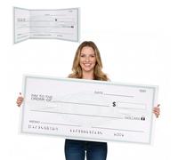 Oversized Fake Check Award for Presentations, 84x36cm/33x14in Giant Large Hard Big Cheque Checks with Dry Erase & Reusable for Celebration Activity Fundraiser Items
