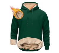 Oversized Fleece Hoodie for Men - Pullover Long Sleeve Sweatshirt With Hood, Solid Color Drawstring Sweater, Soft Comfortable Smart Jumper, Winter Warm Plain Sweatshirt