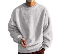 Oversized Fleece Sweatshirt For Men Pullover Thermal Sweater Crew Neck Jumper Winter Warm Casual Wear Soft Touch Loungewear Soft And Comfy Pullover Sweatshirt Without Hood Casual Tops S-5Xl Grey