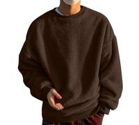 Oversized Fleece Sweatshirt For Men Pullover Thermal Sweater Crew Neck Jumper Winter Warm Casual Wear Soft Touch Loungewear Soft And Comfy Pullover Sweatshirt Without Hood Casual Tops S-5Xl Brown