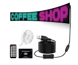 Oversized Flexible Scrolling LED Sign(69.37‘’x7.56''), USB Powered, Programmable of Text and Memes, Personalization Display on Vehicle Windows, Business Area Advertising (Black, 19.2 * 176.2cm)