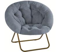 Oversized Folding Saucer Chair - Comfy Lazy Lounge Chair for Adults with Cozy Faux Fur - Foldable Moon Chair for Ultimate Relaxation