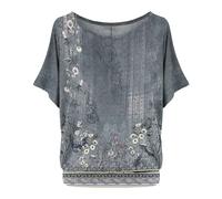 Oversized Graphic Tshirts for Women Boat Neck Batwing Sleeve Dolman Tops Summer Loose Fit Business Casual Shirts, Aa6-grey, M