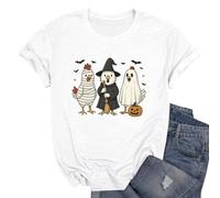 Oversized Graphic Tshirts for Women Spooky Season Funny Printed Shirts Short Sleeve Spooky Tee Comfort Festival Thanksgiving Blouse Halloween Fashion Gift Top (White, XL)