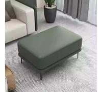 Oversized Green Leather Ottoman - Large Square Pouffe & Coffee Table Versatile Upholstered Footstool for Living Room & Bedroom Stylish Shoe Change Stool (80x60x42cm)