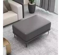Oversized Grey Leather Ottoman Footrest - Stylish Pouffe Footstool for Living Room Versatile Coffee Table & Shoe Change Bench (39.4"x23.6"x16.5") - Modern Home Decor