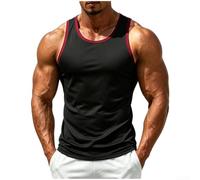 Oversized Gym Workout Tank Top For Men Quick Dry Breathable Striped Sleeveless Shirt Retro Sporty Vest For Training Running Bodybuilding Summer Casual Wear Light Blue(XXL Black)