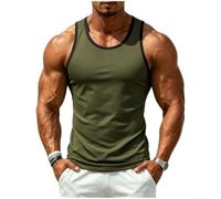 Oversized Gym Workout Tank Top For Men Quick Dry Breathable Striped Sleeveless Shirt Retro Sporty Vest For Training Running Bodybuilding Summer Casual Wear Light Blue(XL Army Green)
