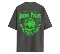 Oversized Halloween Tshirt - Front & Back Print Hocus Pocus Lime Green Print Witches Brew Cauldron Spooky Halloween Top T-Shirt Horror Halloween Skeleton Outfit Over Sized Vintage Wash - 3XL Pepper