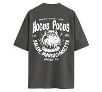 Oversized Halloween Tshirt - Front & Back Print Hocus Pocus Witches Brew Cauldron Spooky Halloween Top T-Shirt Horror Halloween Skeleton Outfit Over Sized Vintage Wash Tee - XL Pepper