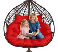 Oversized Hanging Basket Chair Cush, 59x43 & 67x47 Swing Replacement for 2-Person Wicker Rattan Hammock, Waterproof, Washable, Sun-Resint Design