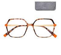 Oversized Hexagonal Blue Light Glasses with Metal Temples & Felt Case | Bold oversized hexagon shape; 138 mm frame, 61 x 51 mm lenses, metal temples and grey felt case.