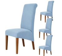Oversized High Back Dining Chair Slipcover, Removable Washable Chair Protector for Kitchen Dining,Sky Blue,4