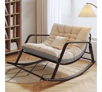 Oversized High Backrest Rocking Chairs for Patio & Living Room - Supports 180KG Modern Iron Lounge Armchair Multicolored & Black Options