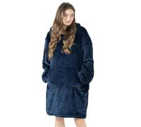 Oversized Hooded Blanket With Ultra Soft Sherpa Lining Hoodie Womens Warm Cosy Plush Fleece Blankets Hoodies Mens Thermal Throw Big Pocket Hooded Sweatshirt, One Size Fits All Navy