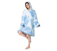 Oversized Hoodie, Blanket, Extra Long Plush Fabric, Soft Sherpa, Double-Sided Warmth, Comfort and Comfort, Hooded Giant Sweatshirt for Women with Big Pockets for Adults,Light Blue,one Size