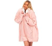 Oversized Hoodie Blanket Sherpa Hooded Sweatshirt Top Large Soft Plush, Blush Pink