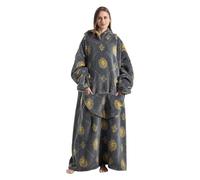 Oversized Hoodie Blanket, Soft Fleece Hooded Blanket, Hooded Blanket, Warm Sherpa Hoodie Blanket with Pocket, Hooded Blanket for Men Women, Grey Lion, 140 cm