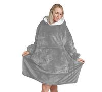 Oversized Hoodie Blanket Unisex Ultra Soft Sherpa Fleece Oodies | Light Grey Wearable Blanket with Hood & Pockets One Size Fits All, Warm & Cozy Loungewear for Men Women