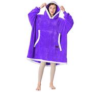 Oversized Hoodie Blanket, Warm Gifts for Women Men, Fluffy Sherpa Lining Wearable Hooded Sweatshirt Blanket, Giant Hoodies Sweater with Front Pocket for Adults Couple Friends, Purple