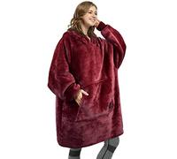 Oversized Hoodie Blanket, Warm Gifts for Women Men, Fluffy Sherpa Wearable Hooded Sweatshirt Blanket, Giant Hoodies Sweater with Front Pocket for Adults Friends, Wine