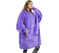Oversized Hoodie Blanket, Warm Gifts for Women Men, Fluffy Sherpa Wearable Hooded Sweatshirt Blanket, Giant Hoodies Sweater with Front Pocket for Adults Friends, Purple