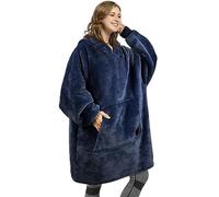 Oversized Hoodie Blanket, Warm Gifts for Women Men, Fluffy Sherpa Wearable Hooded Sweatshirt Blanket, Giant Hoodies Sweater with Front Pocket for Adults Friends, Dark Blue