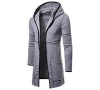 Oversized Hoodie Men Fox Hoodie Jumpers Dad Birthday Gifts Business Hooded Trench Fashion Mens Blouse Long Cardigan Solid Jacket Outwear Sleeve Coat Men's Coats Jackets Discounted Items for Sale