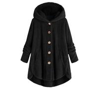 Oversized Hoodie Sherpa Blanket, Soft Warm Cozy Wearable Sweatshirt Soft Comfortable Fleece Jacket Women Long Sleeve Sherpa Hooded Coats Winter Fall Warm Fuzzy Jackets Plus Size Button Plush Outerwear