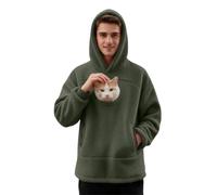 Oversized Hoodie with Dog Pouch Men Soft Pet Carrier Sweatshirt Fleece Warm Drawstring Hooded Sweatshirt Cozy Kangaroo Pocket Hooded Top Casual Wear for Puppy, Kitten and Small Dogs Cats
