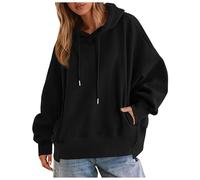 Oversized Hoodie Women Plain Classic Long Sleeve Drawstring Sweatshirt with Hood Ladies Hooded Top Autumn Winter Casual Pullover Sweater Ladies Jumper Baggy Sweatshirt Long Sleeve Tops with Pockets