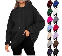 Oversized Hoodie Women's Sweatshirt with Hood Pullover Casual Hoodie Long Plain Hoodie Casual Sweat Jacket Loose Hoodie with Pockets Sports Sweater Hoodie Women's Oversize, 01 black, M