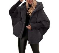 Oversized Hoodies for Women Winter Warm Quilted Padded Jacket Batwing Knitted Sleeve Full Zip Puffer Coats Casual Patchwork Outerwear(Black, M) Chaquetas ganchillo