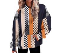 Oversized Hoodies Women UK, Striped Sweatshirt Ladies Casual Gym Hooded Pullover Autumn Winter Long Sleeve Y2K Clothes Hoody Sweater Jumper Tops with Pockets Plus Size 22