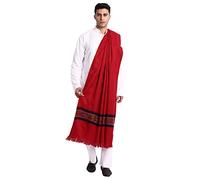 Oversized Indian Prayer Shawl Wrap Blanket, Men in Meditation Yoga, Original Himalayan Striped Warm Woollen Kullu Shawl for Winters (Maroon)