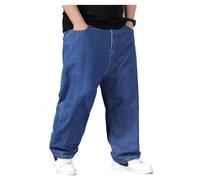 Oversized Jeans - Men's Baggy Jeans Stretchable Loose Fit Jeans High Waist Stretch Straight Jeans Stonewashed Denim Long Jeans Casual Jogging Cargo Pants, a, 8XL