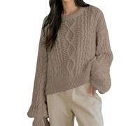 Oversized Jumper Women Casual Sweaters Sweater Ladies Chunky Knit Slimming Striped Long Sleeve Loose Pullover Elegant Winter Sweatshirt Teen Girls Fall Blouse T-Shirt Autumn Christmas Clothes